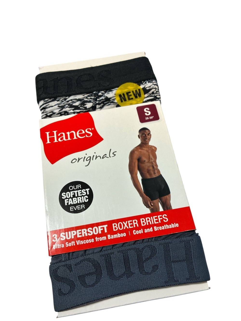 Men's Supersoft Boxer Briefs 3 Pk- Black/Grey - Small  new bamboo